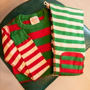 Hanna Andersson Christmas green, red, white stripe jammies